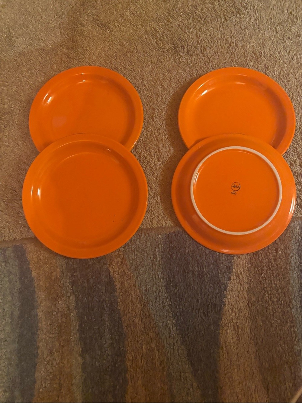 Vibrant Orange Ceramic Dinner Plates - Set of 4